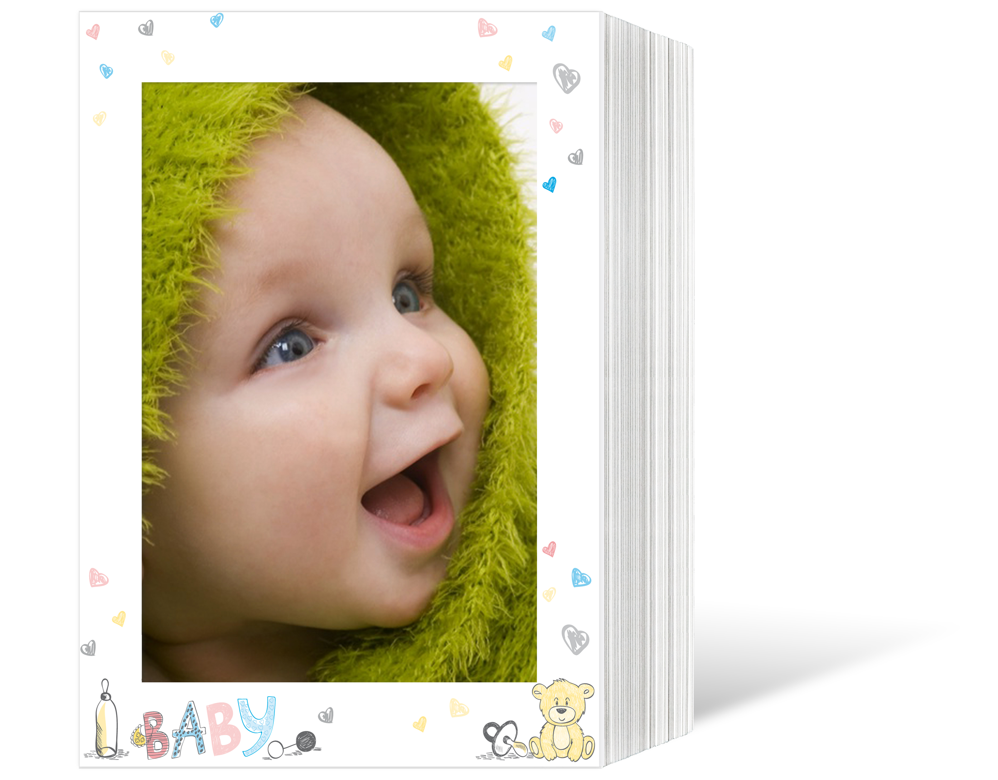 Endlosleporello für 13x18 cm - weiß - weiß mit 4-farbigem Druck Baby - 100 Teile
