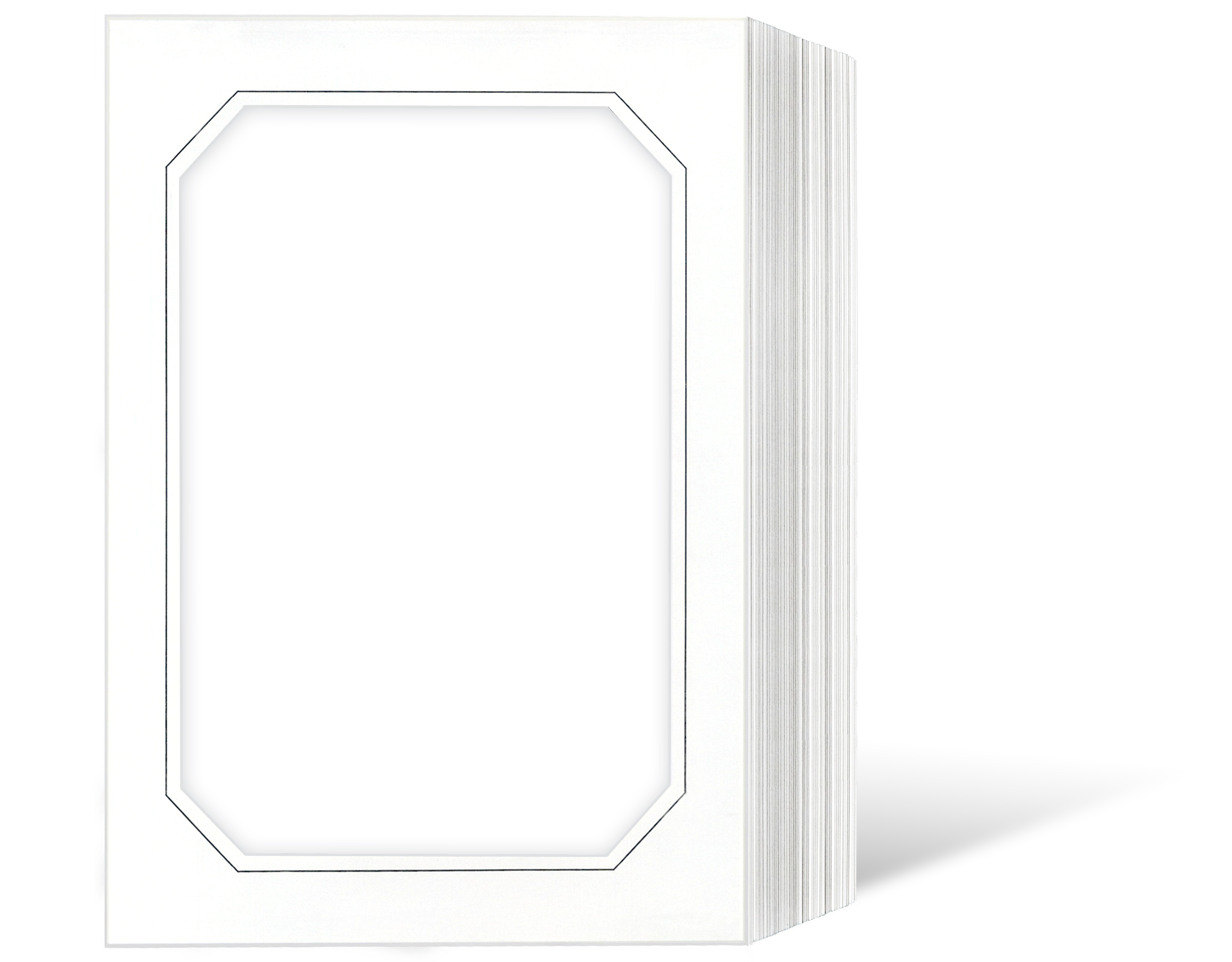 Endlosleporello achteckig für 15x20 cm - weiß - weiße glänzende Maske - grauer Rand - 100 Teile