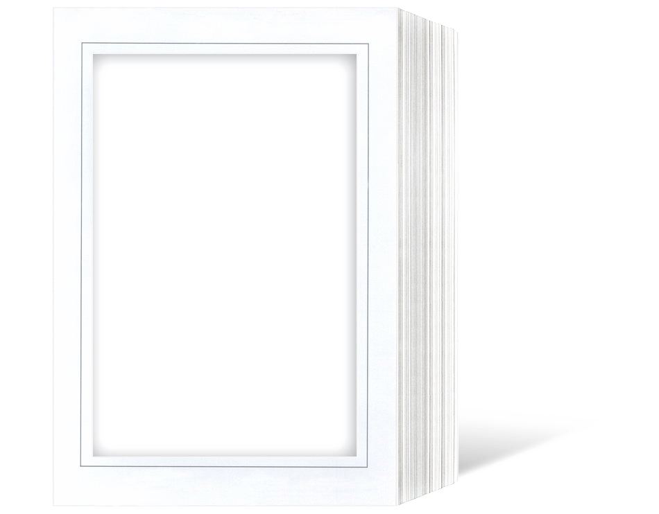 Endlosleporello für 13x18 cm - weiß - weiß glänzende Maske - grauer Rand - eckig/oval - 50 Teile