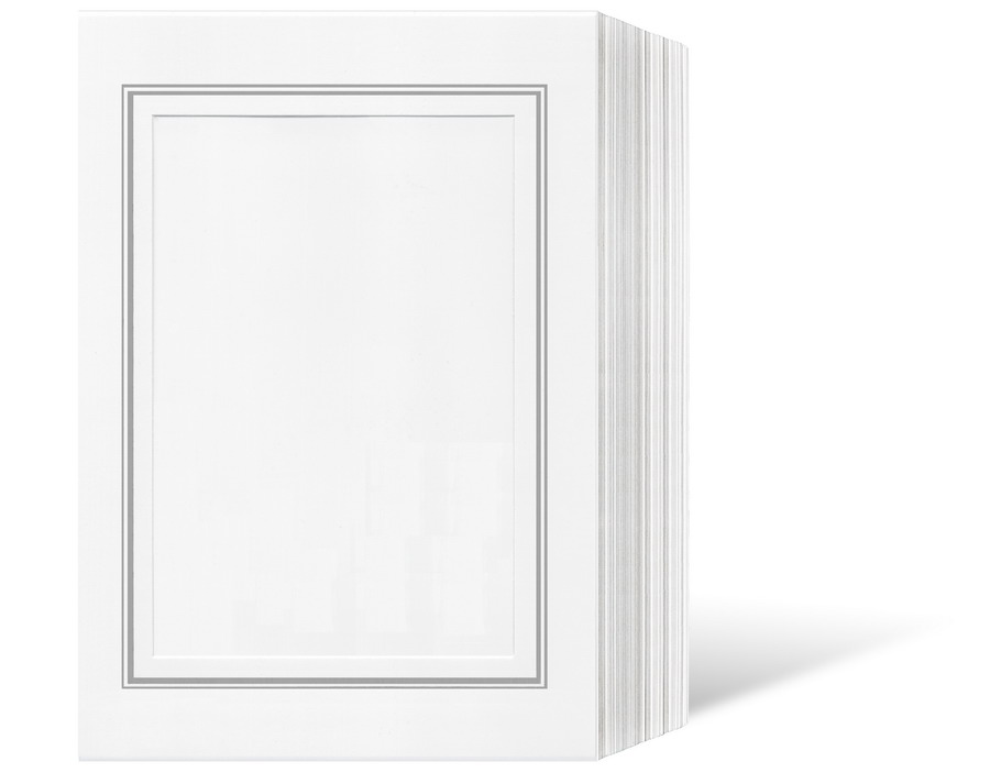 Endlosleporello  für 9x13 cm - weiß - weiße glänzende Maske - Silberrand - 50 Teile