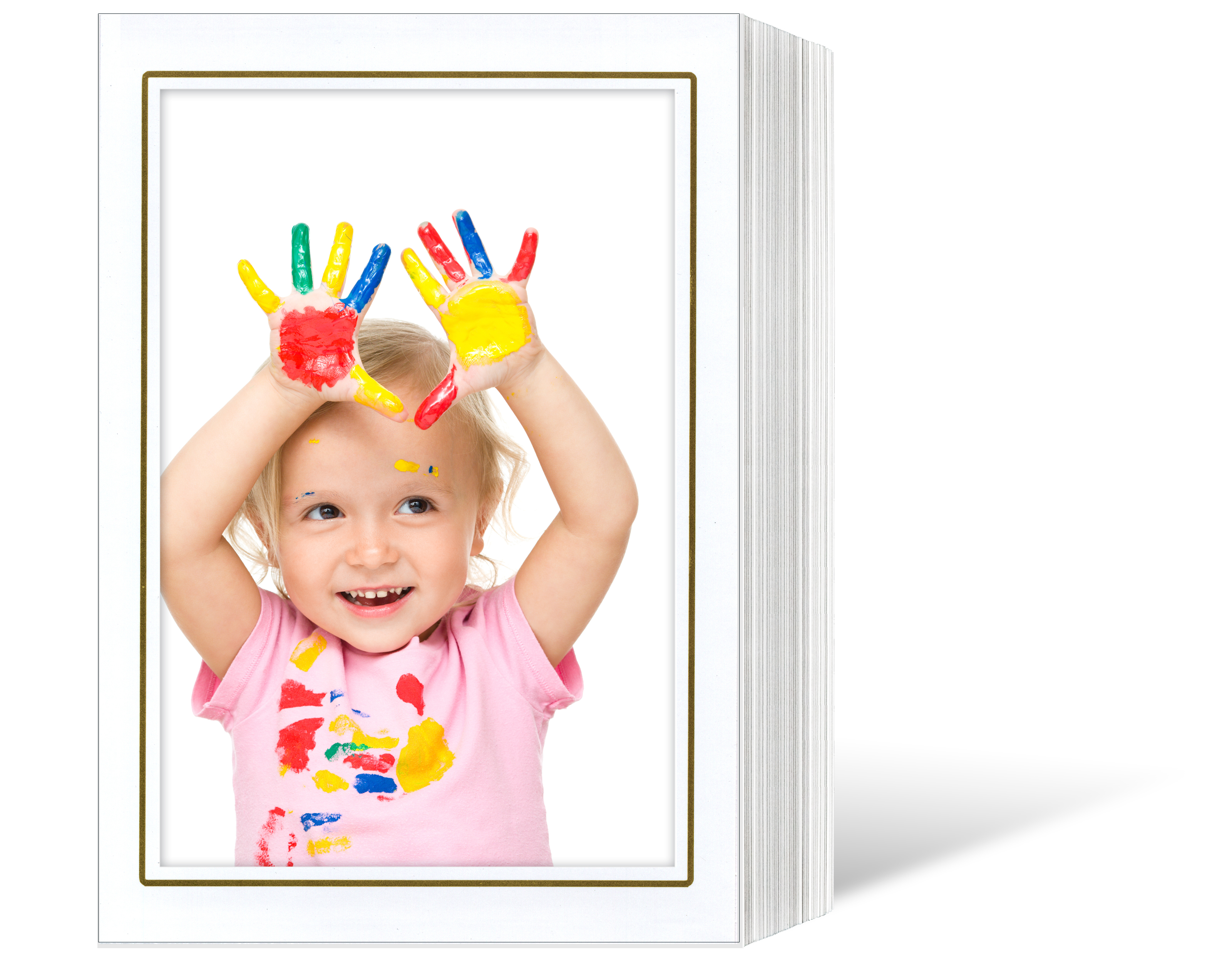 Endlosleporello für 13x18 cm - weiß - weiß glänzende Maske - geprägter Goldrand - eckig/oval - 100 Teile