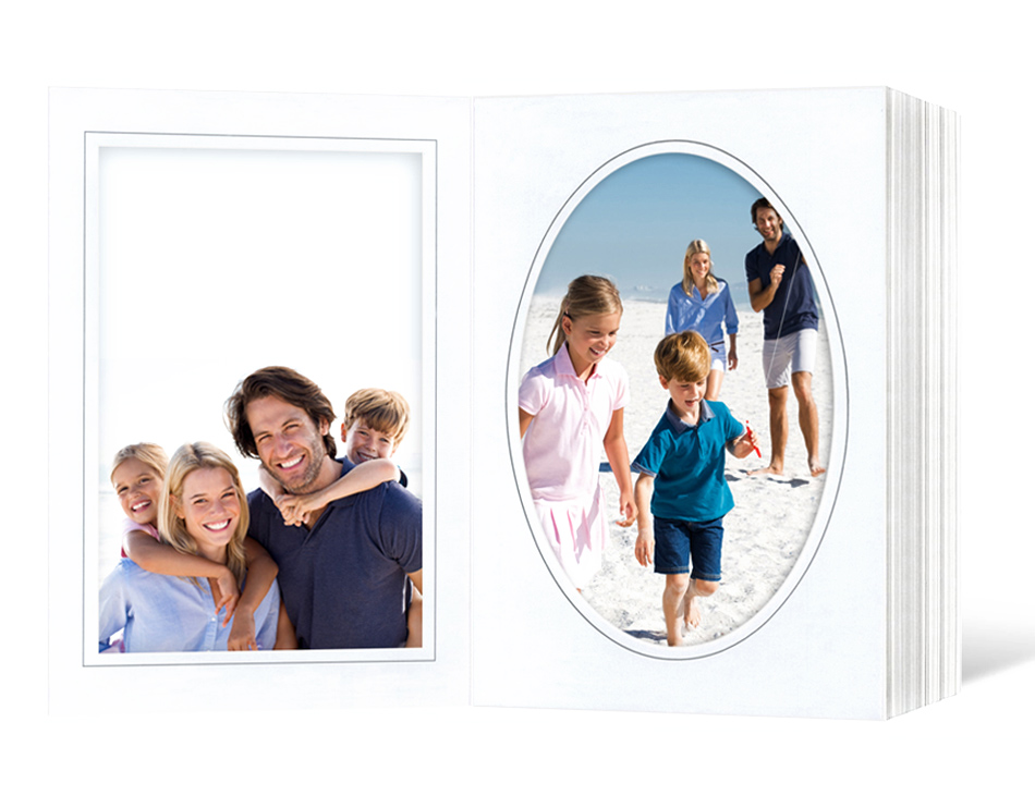 Endlosleporello für 13x18 cm - weiß - weiß glänzende Maske - grauer Rand - eckig/oval - 50 Teile