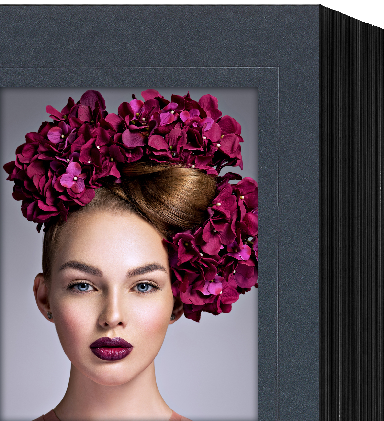 Endlosleporello für 15x20 cm - schwarz - anthrazit satinierte Maske - Blindprägung - 50 Teile