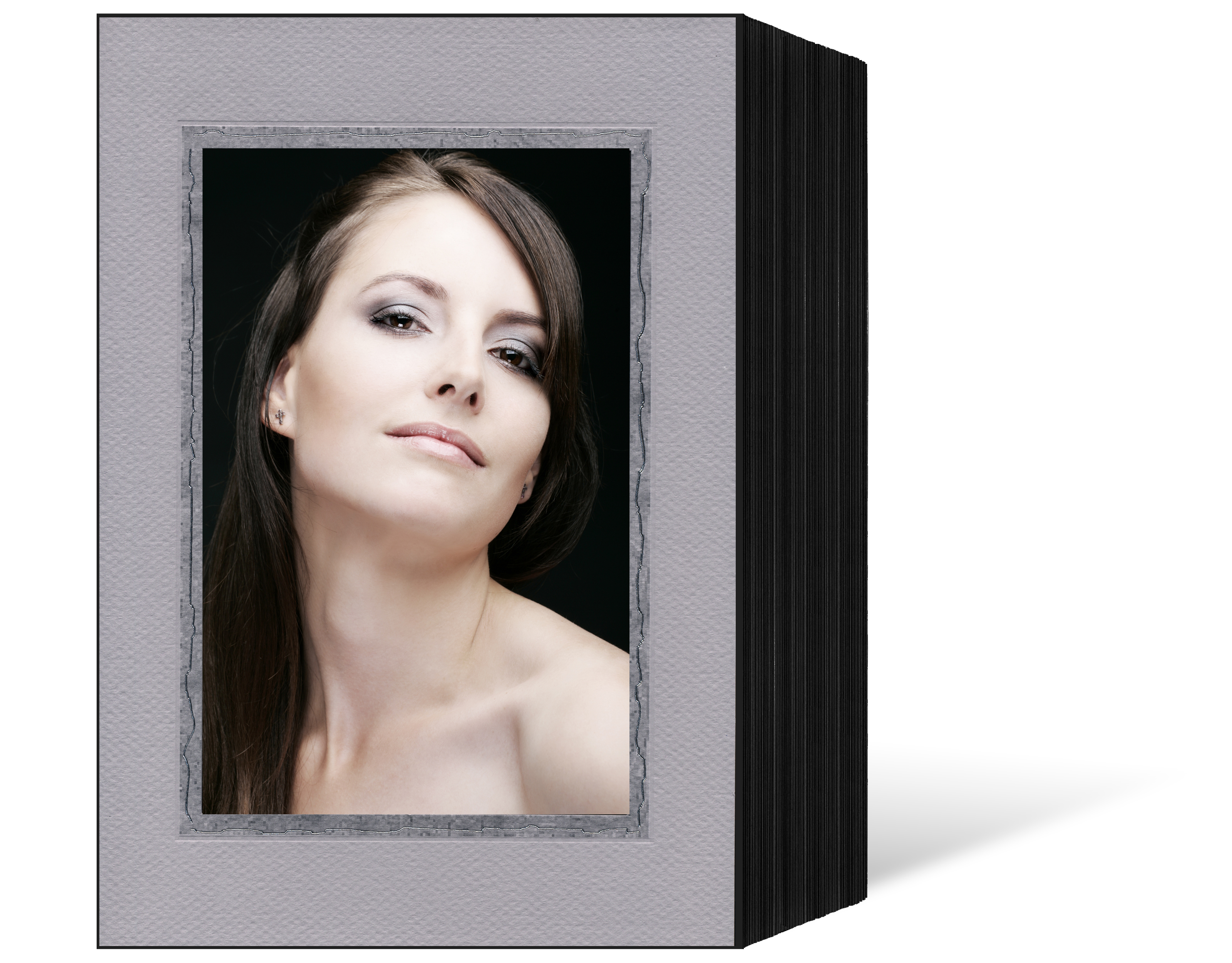 Endlosleporello für 13x18 cm - weiß - graue filzgeprägte Maske - Silberrand - 100 Teile