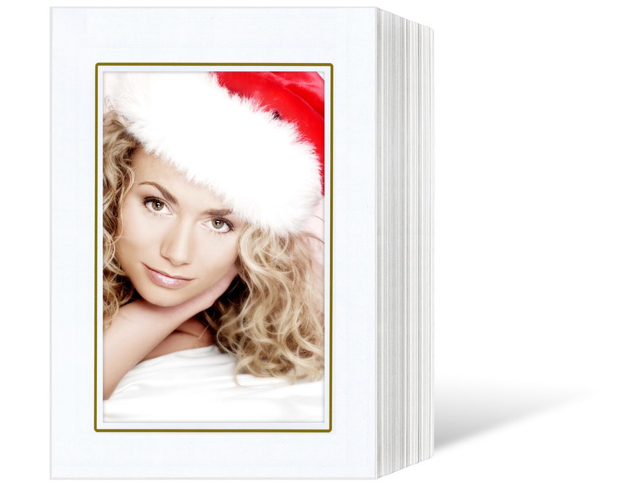 Endlosleporello für 10x15 cm - weiß - weiß glänzende Maske - gold Umrandung - 50 Teile