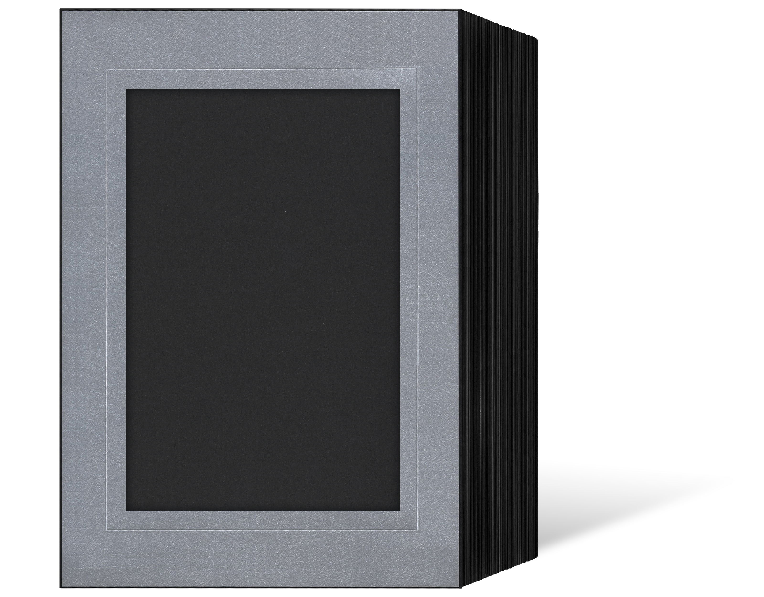 Endlosleporello für 13x18 cm - schwarz - silber satinierte Maske - Blindprägung -100 Teile