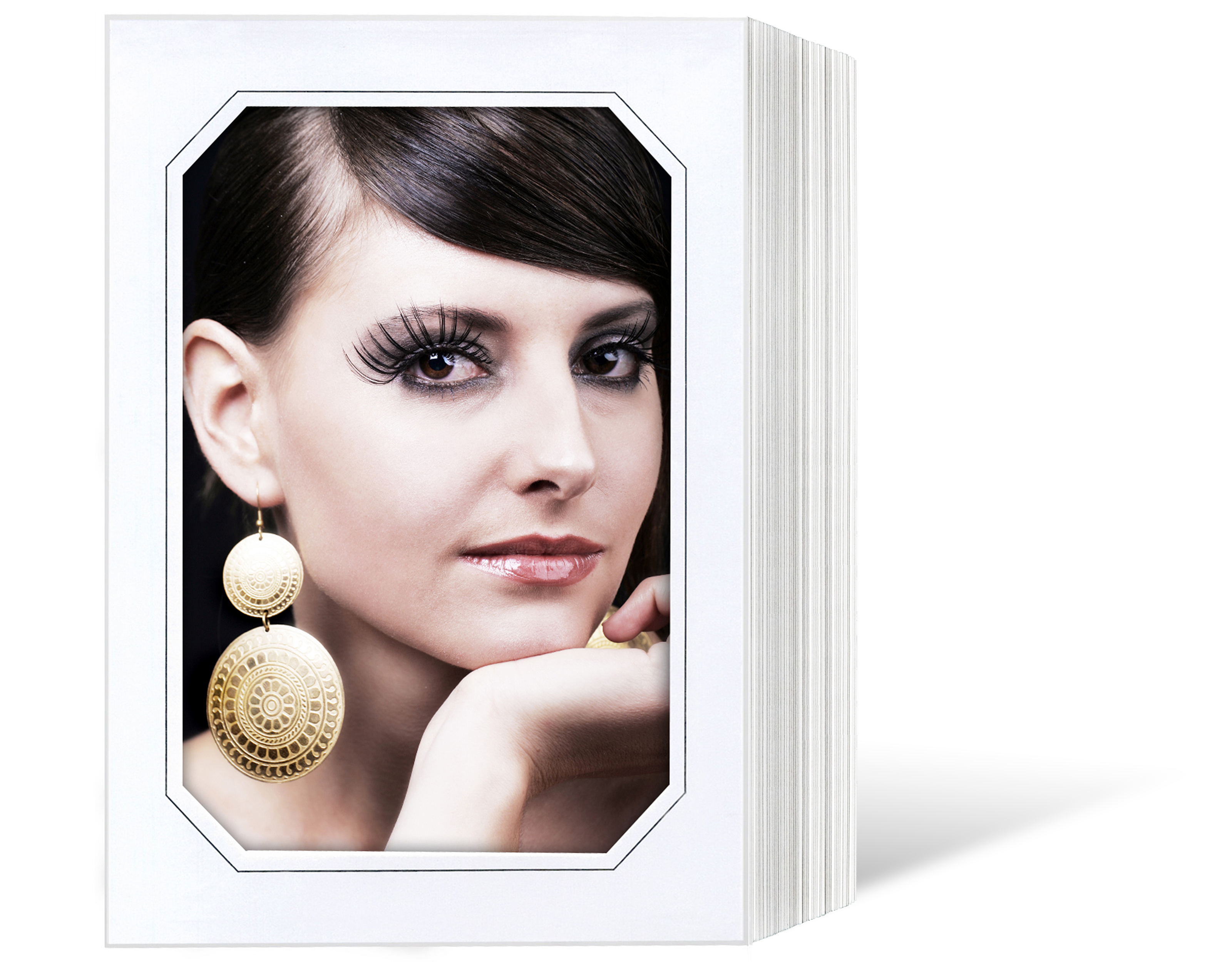 Endlosleporello für 13x18 cm - achteckig - weiß - weiß glänzende Maske - grauer Rand - 50 Teile