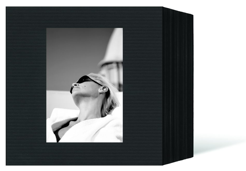 quadratisches Endlosleporello für 15x20 cm - schwarz - schwarz gerippte Maske - 50 Teile
