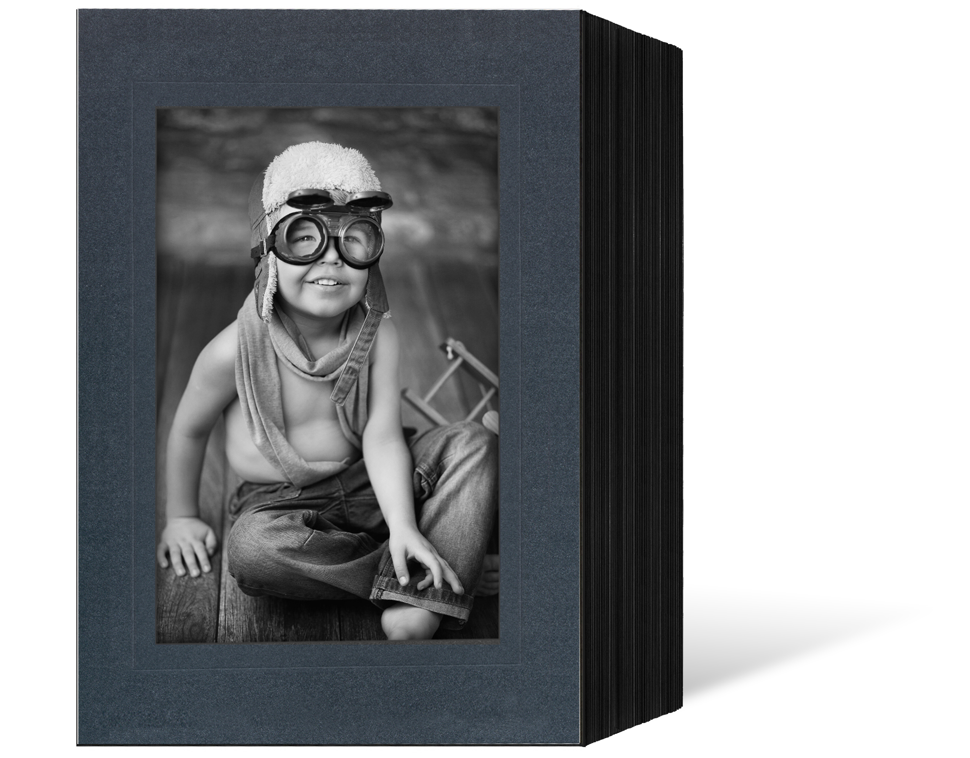 Endlosleporello für 13x18 cm - schwarz - anthrazit satinierte Maske - Blindprägung - 50 Teile