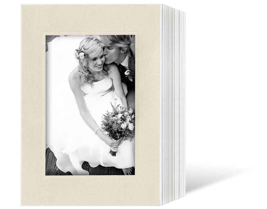 Endlosleporello für 13x18 cm - weiß - creme satinierte Maske - Blindprägung -100 Teile