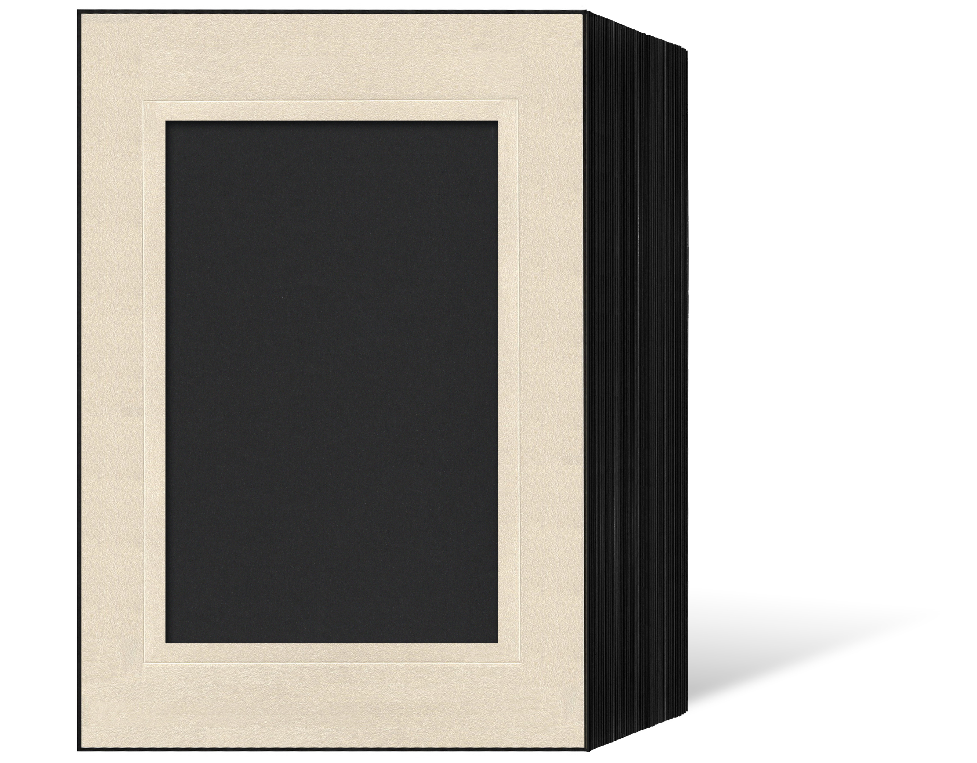 Endlosleporello für 15x20 cm - schwarz - creme satinierte Maske - Blindprägung - 50 Teile