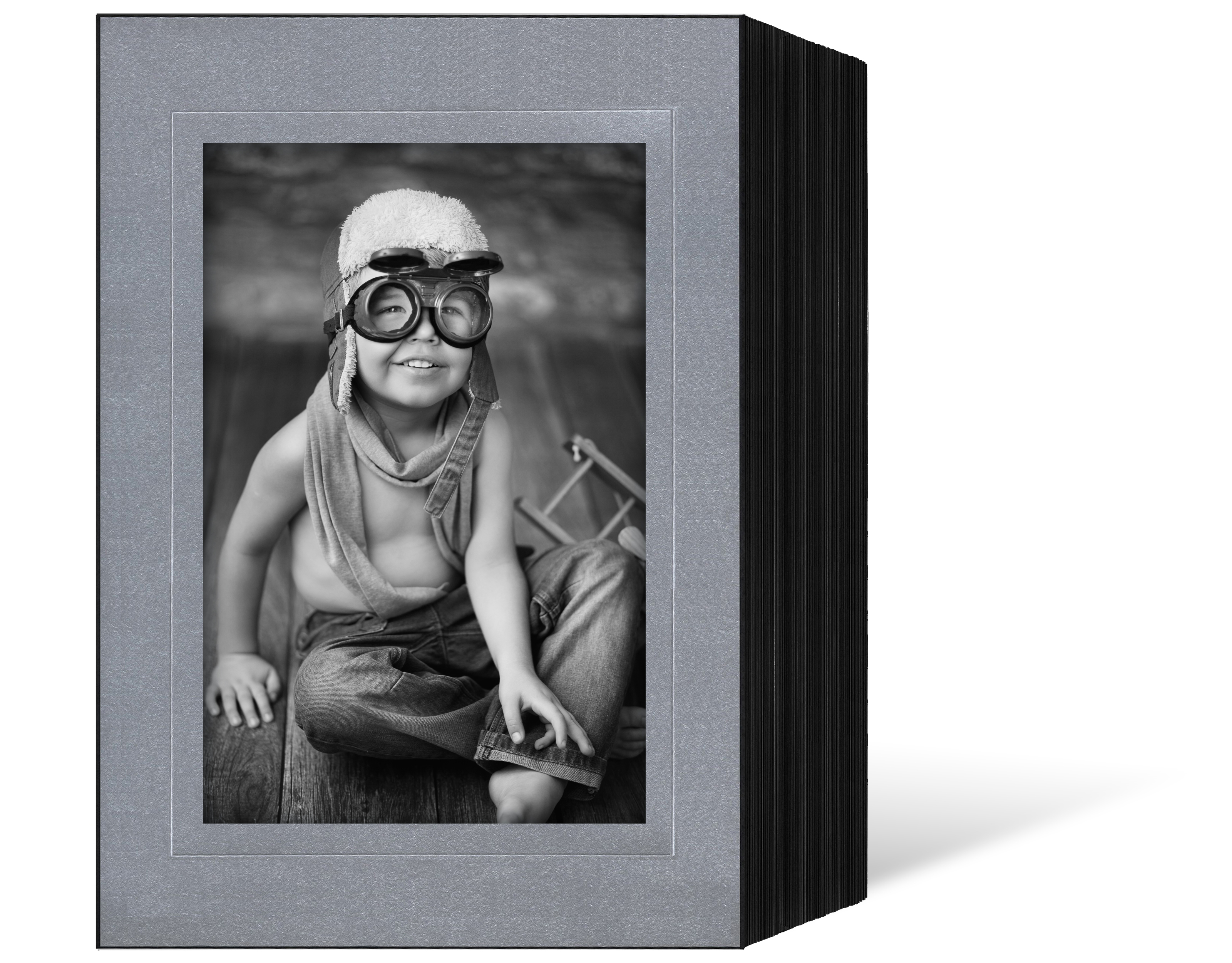 Endlosleporello für 13x18 cm - schwarz - silber satinierte Maske - Blindprägung -100 Teile