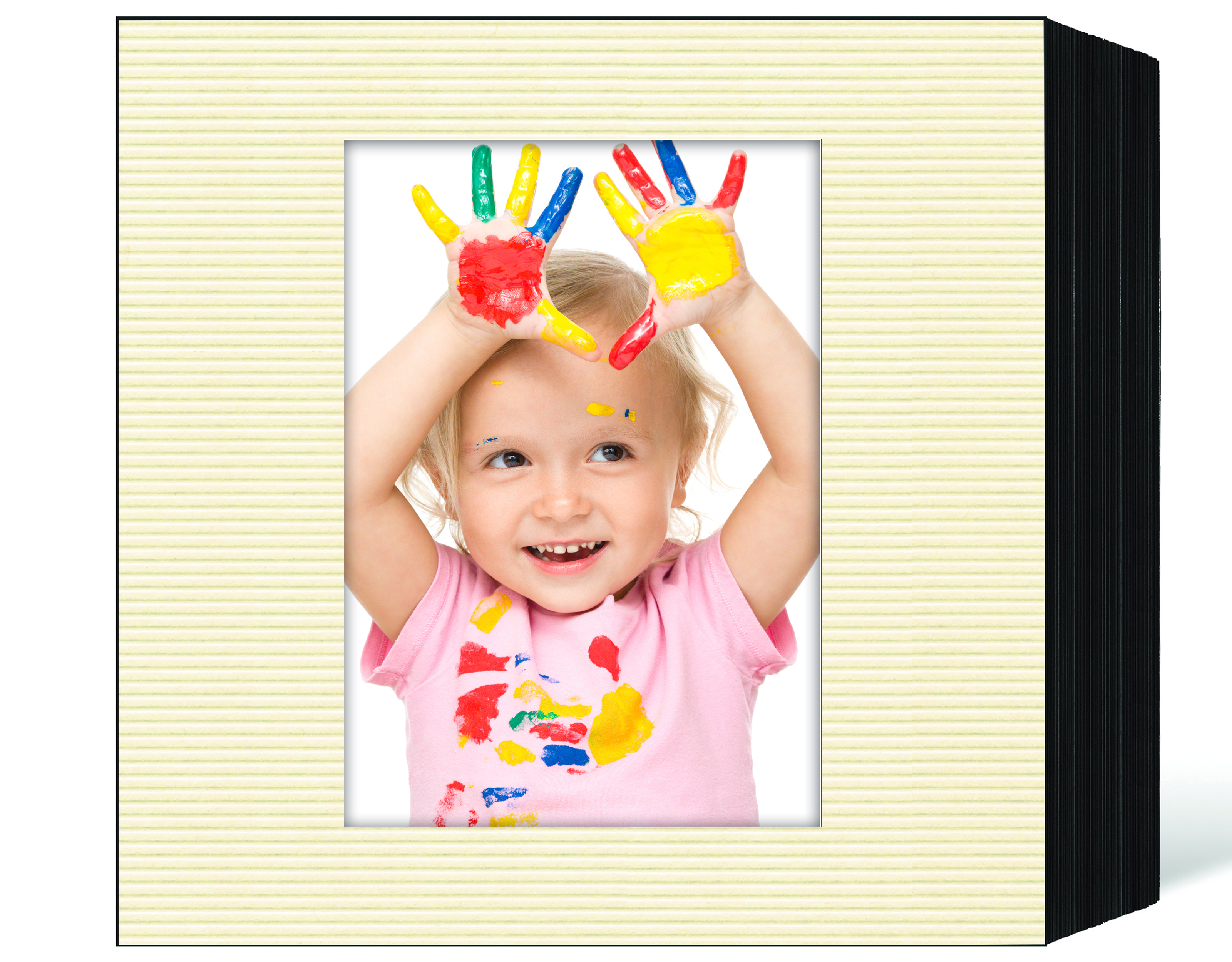 quadratisches Endlosleporello für 15x20 cm - schwarz - creme gerippte Maske - 50 Teile