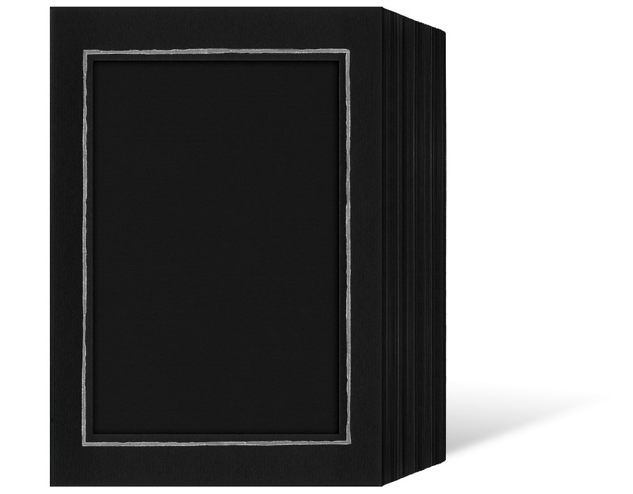 Endlosleporello für 13x18 cm - schwarz - schwarz filzgeprägte Maske - Silberrand - 50 Teile