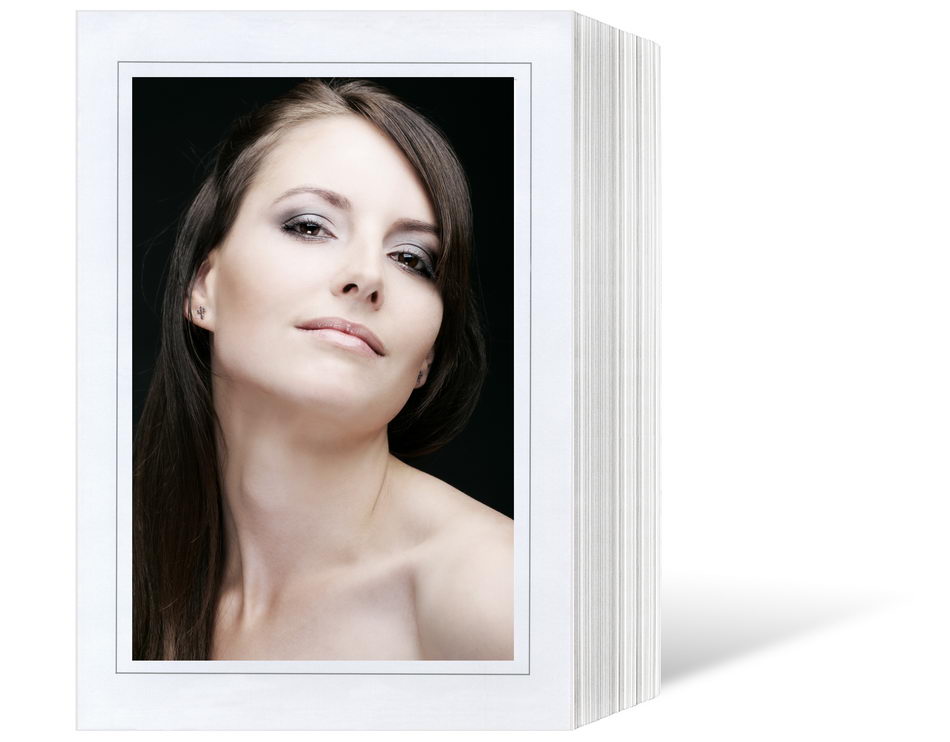 Endlosleporello  für 20x30 cm - weiß - weiße glänzende Maske - grauer Rand - 50 Teile