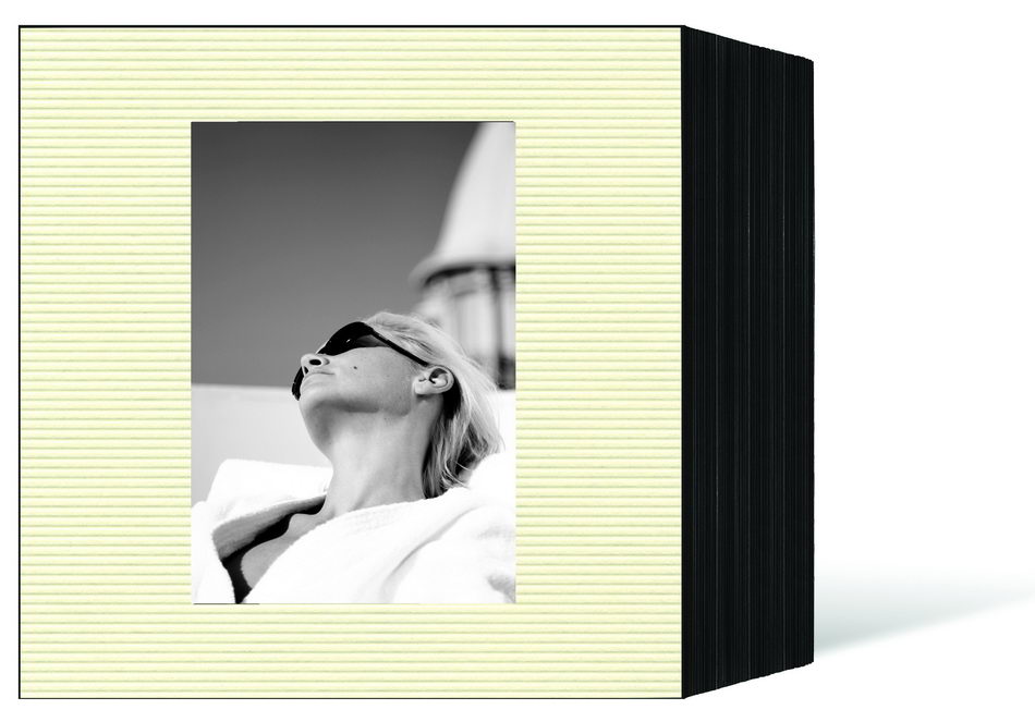 quadratisches Endlosleporello für 15x20 cm - schwarz - creme gerippte Maske - 50 Teile