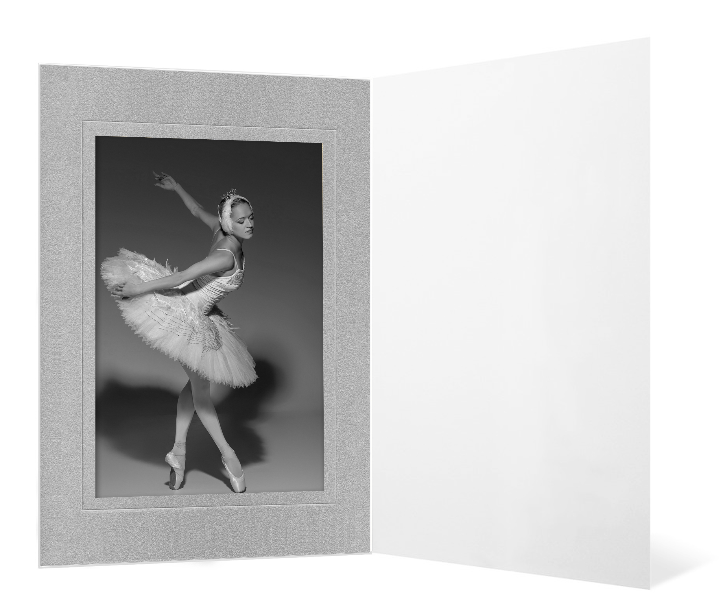 Eventmappe ohne Tasche für 13x18 cm - weiß glänzend - silber satinierte Maske - Blindprägung