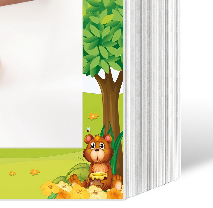 Endlosleporello für 13x18 cm - weiß - weiß mit 4-farbigem Druck Honigbär - 100 Teile