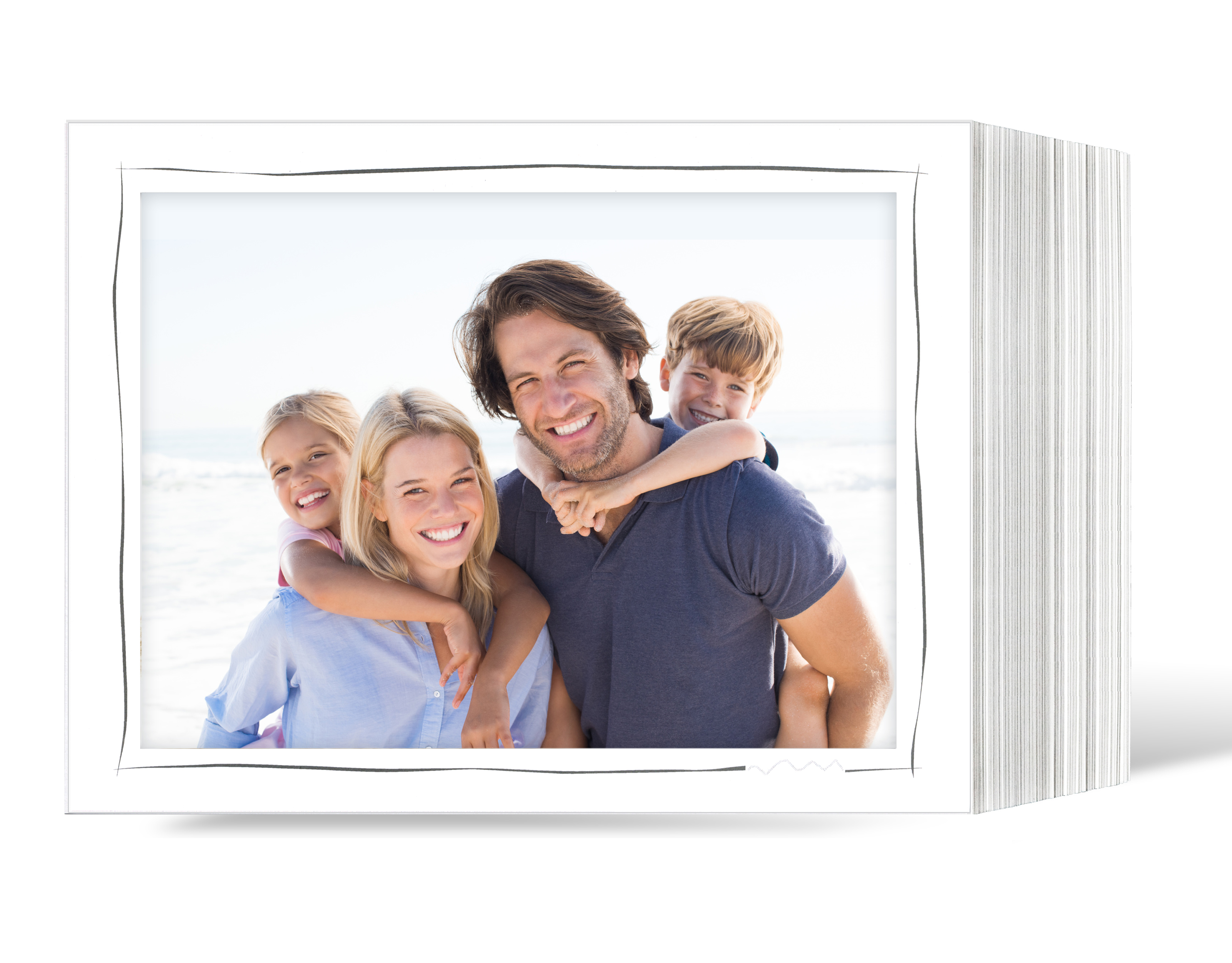 Endlosleporello Querformat für 13x18 cm - weiß - weiß matte Maske - grauer Tuscherand - 100 Teile