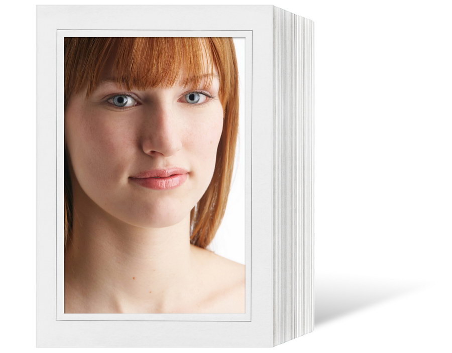 Endlosleporello für 13x18 cm - weiß - weiß matte Maske - grauer Rand - 25 Teile