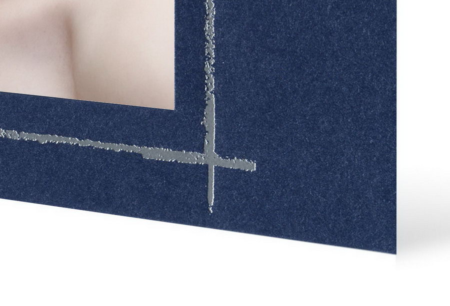 Grußkarte Transparent für 9x13 cm Hochformat - 3 Ausschnitte - blau - neutral