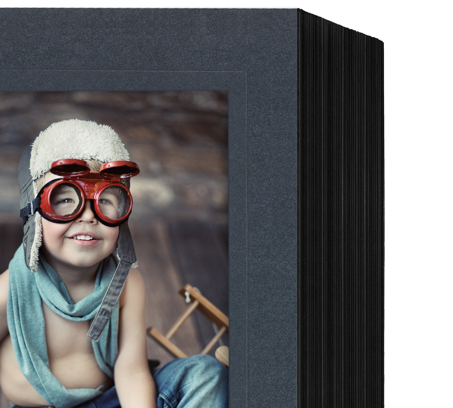 Endlosleporello für 13x18 cm - schwarz - anthrazit satinierte Maske - Blindprägung - 50 Teile