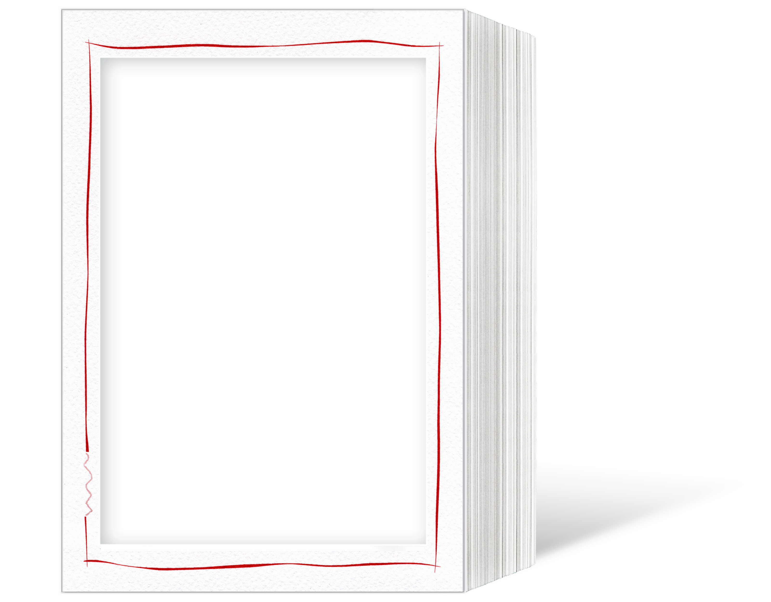 Endlosleporello  für 15x20 cm - weiß - weiße filzgeprägte Maske - roter Rand - 50 Teile