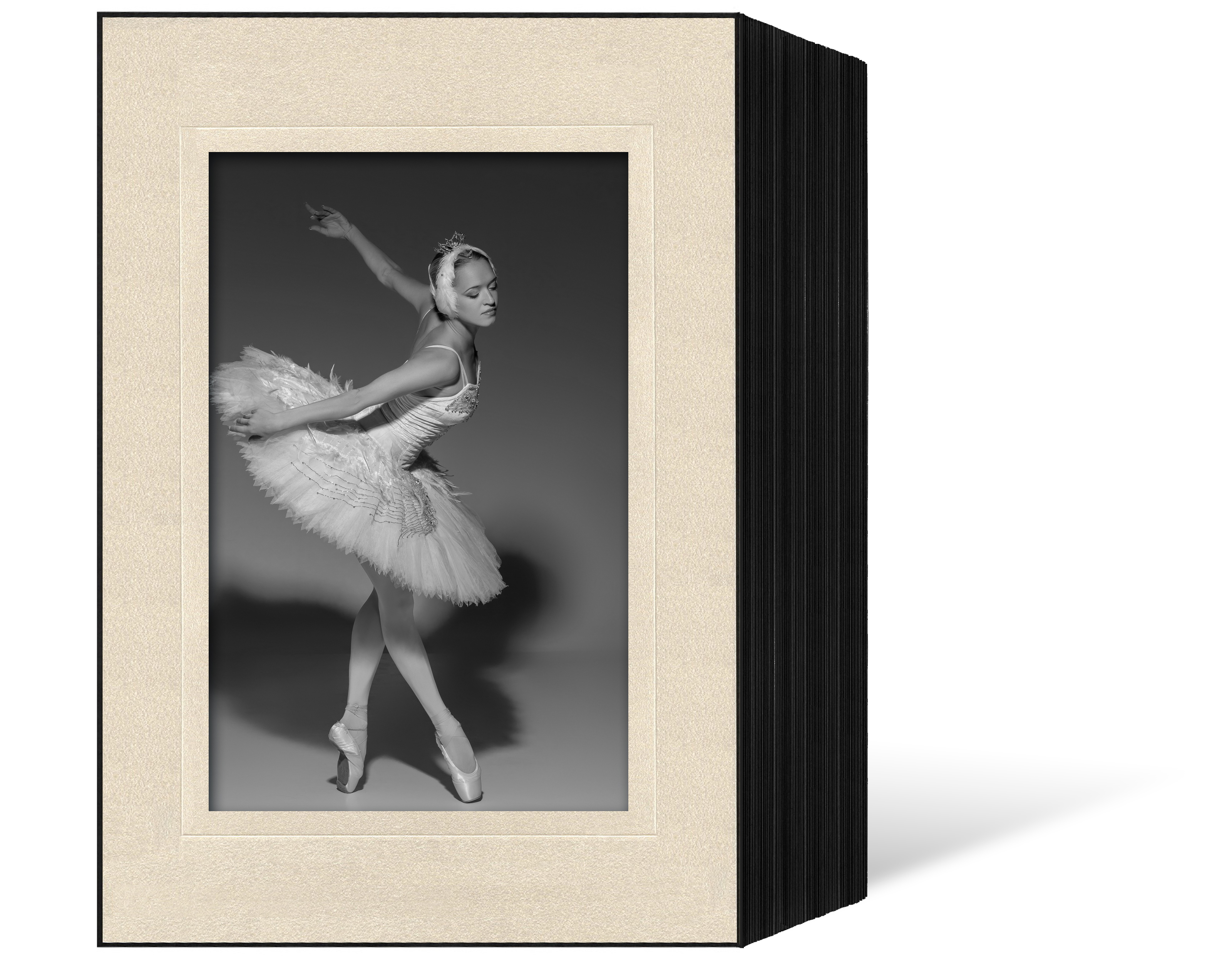 Endlosleporello für 15x20 cm - schwarz - creme satinierte Maske - Blindprägung - 50 Teile