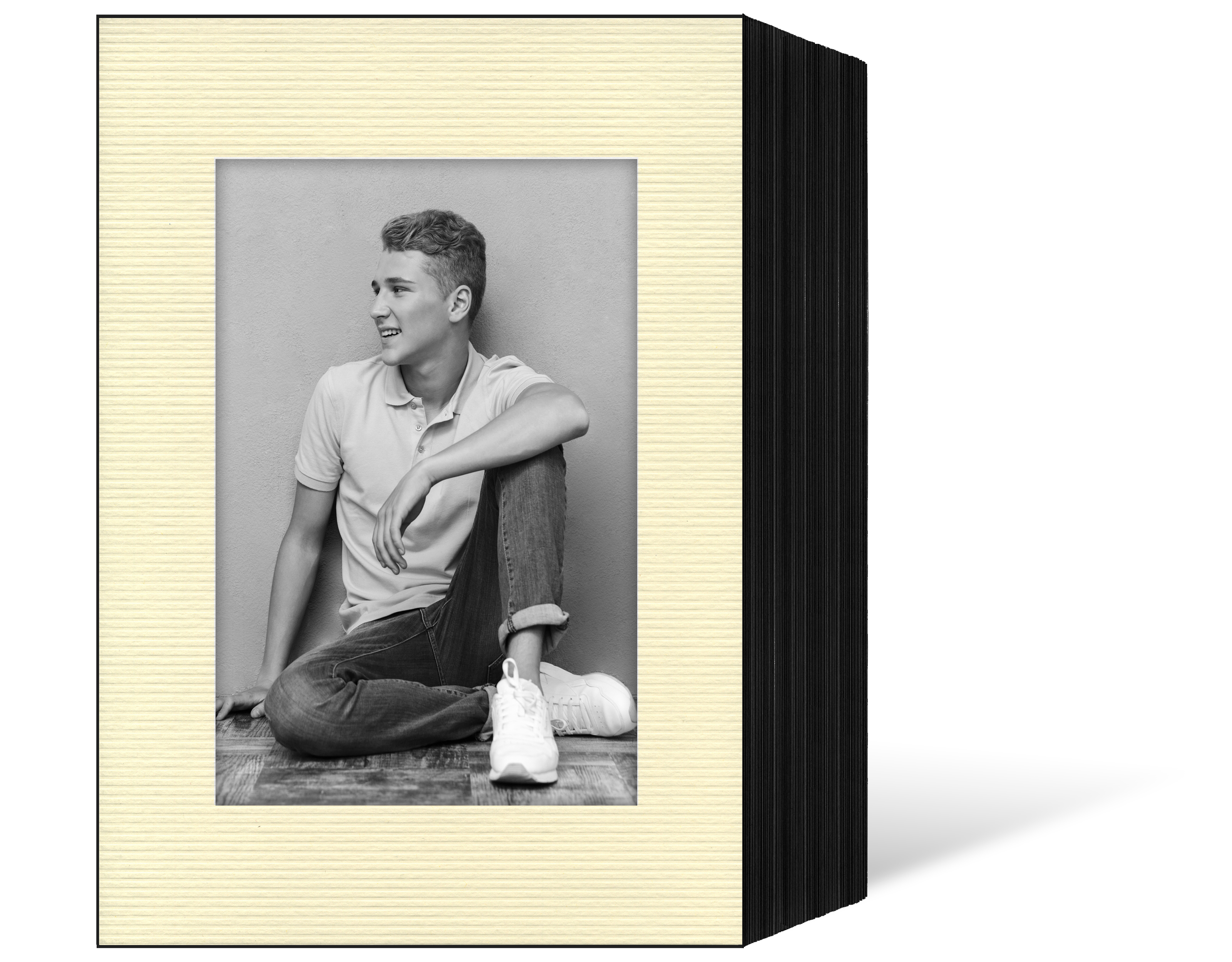 Endlosleporello für 13x18 cm - schwarz - creme gerippte Maske - 50 Teile