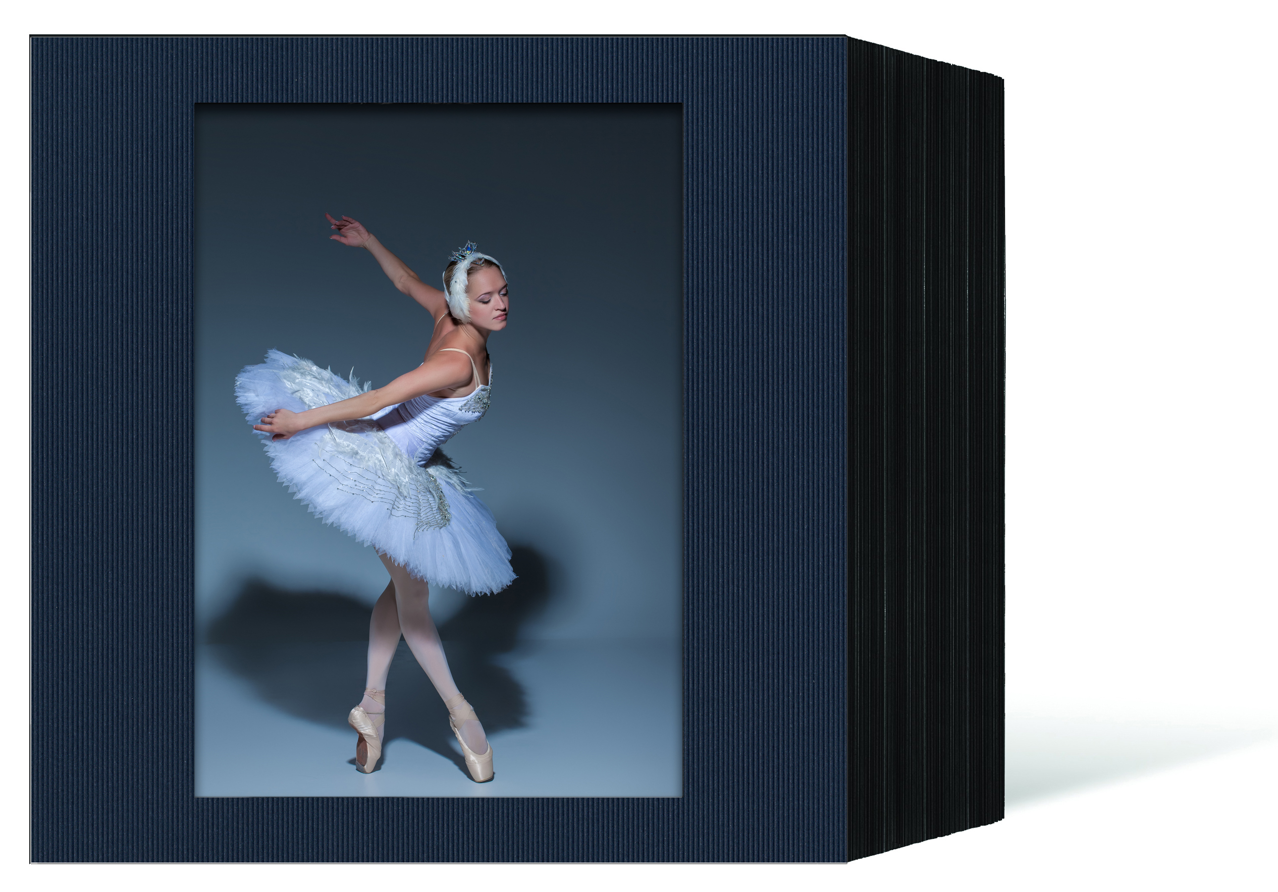 quadratisches Endlosleporello für 15x20 cm - schwarz - blau gerippte Maske - 100 Teile