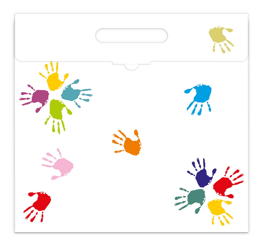 25 Stück Motivtaschen ohne Fenster Hände 30x24 cm