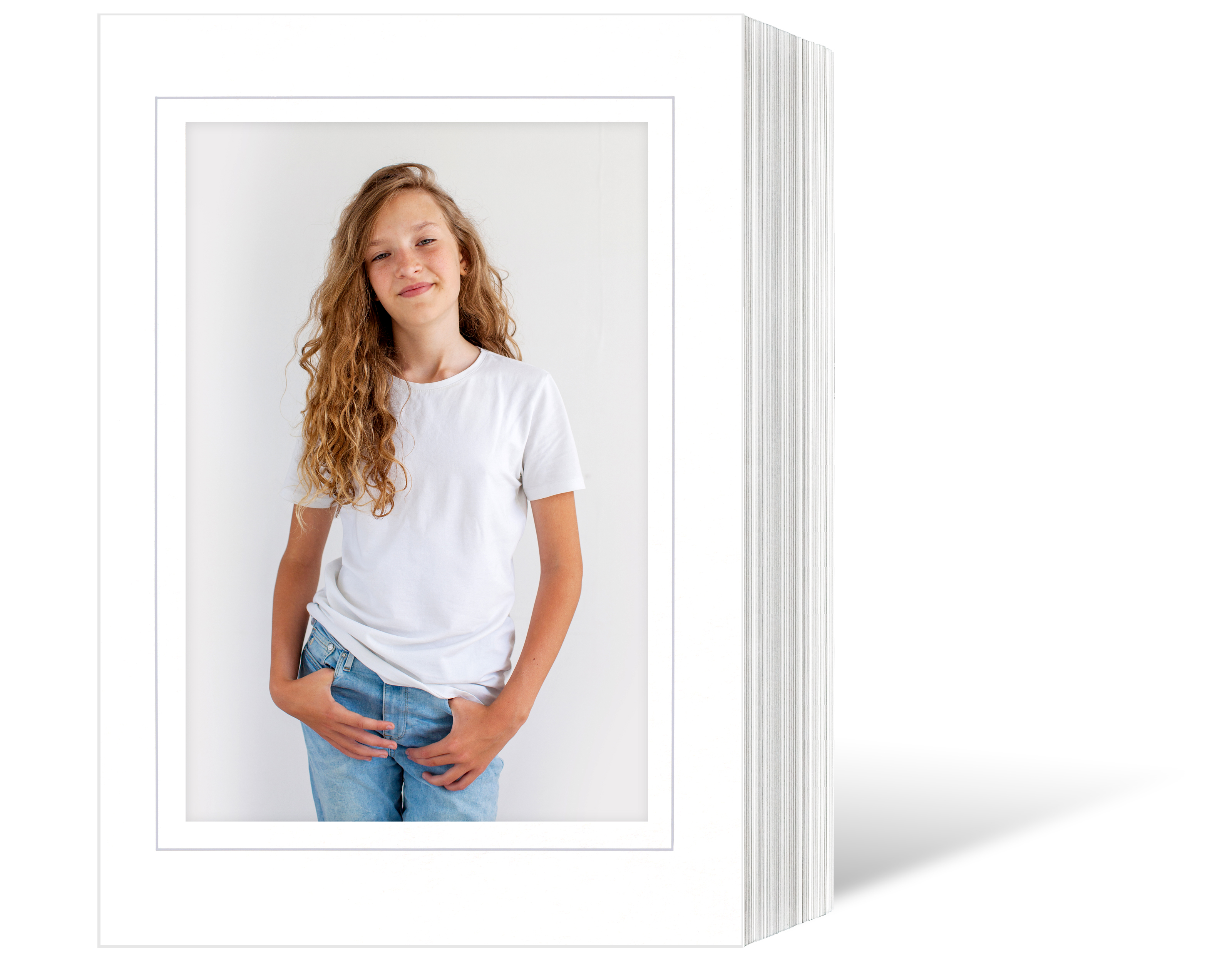 Endlosleporello  für 15x20 cm - weiß - weiße matte Maske - grauer Rand - 50 Teile