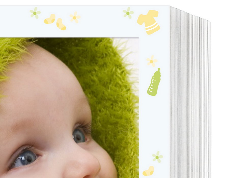 Endlosleporello für 13x18 cm - weiß - weiß mit 4-farbigem Druck Babysachen - 50 Teile