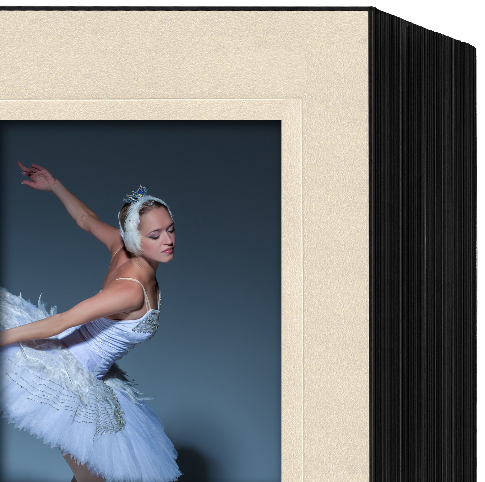 Endlosleporello für 15x20 cm - schwarz - creme satinierte Maske - Blindprägung - 50 Teile