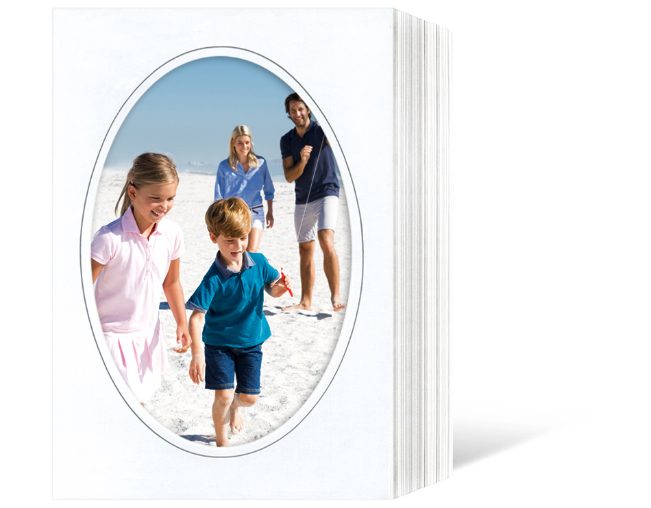 Endlosleporello für 13x18 cm - weiß - weiß glänzende Maske - grauer Rand - eckig/oval - 50 Teile