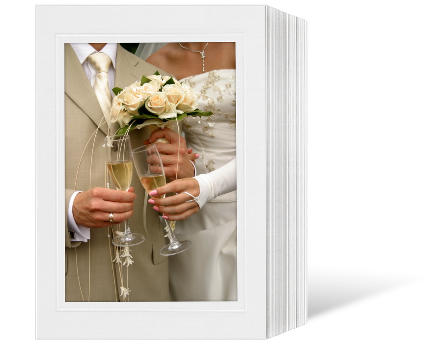 Endlosleporello für 13x18 cm - weiß - weiß lackierte Maske - Blindprägung - 100 Teile