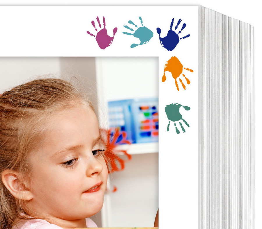 Endlosleporello für 13x18 cm - weiß - weiß mit 4-farbigem Druck Hände - 50 Teile