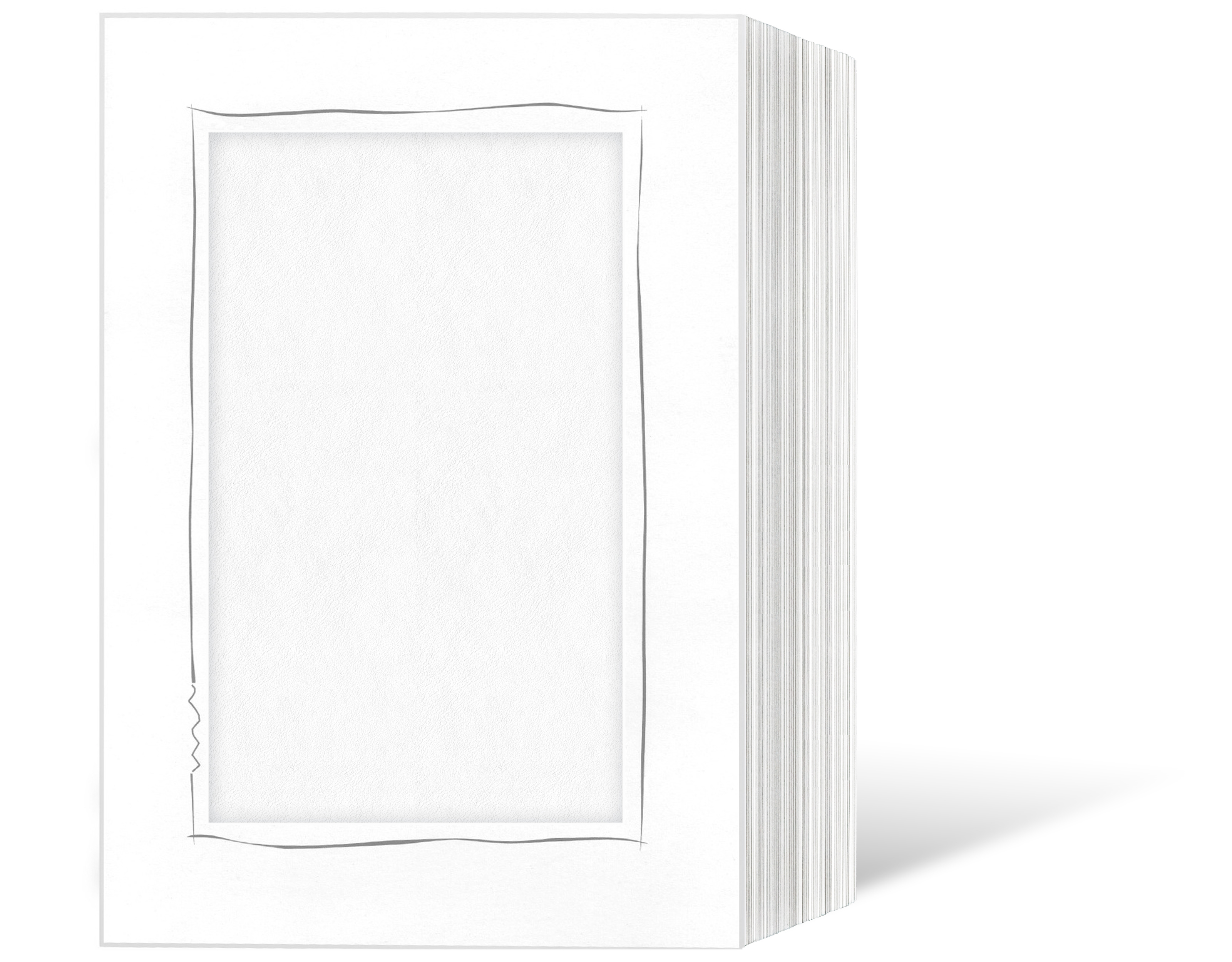 Endlosleporello für 13x19 cm - weiß - weiße matte Maske - grauer Tuscherand - 50 Teile