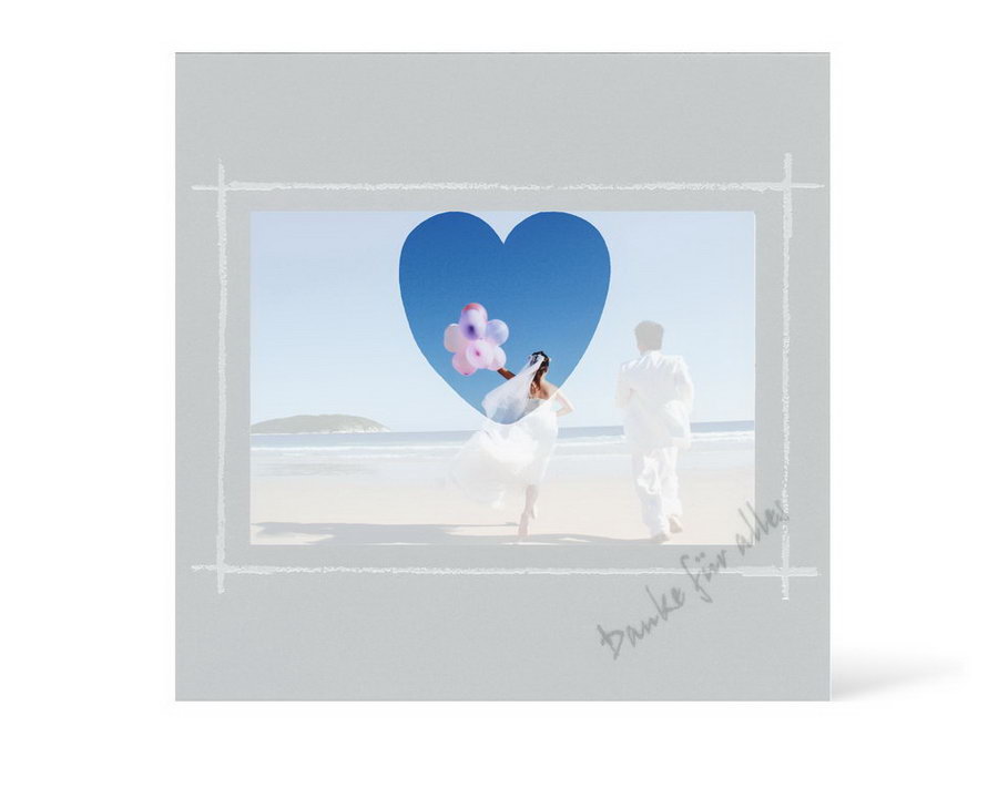 Grußkarte Transparent für 9x13 cm Querformat - Herzausschnitt - anthrazit - Danke