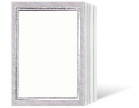 Endlosleporello für 13x18 cm - weiß - grau filzgeprägte Maske - Silberrand - 50 Teile