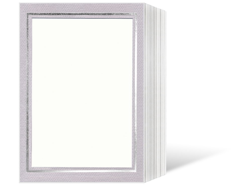 Endlosleporello für 13x18 cm - weiß - grau filzgeprägte Maske - Silberrand - 100 Teile