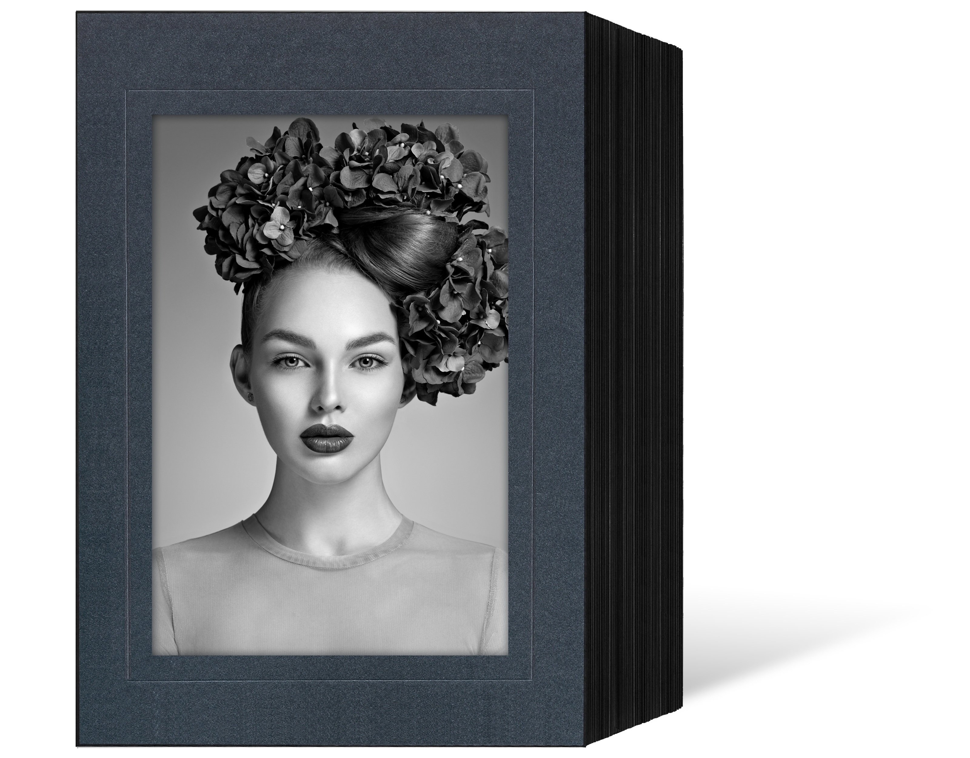 Endlosleporello für 13x19 cm - schwarz - anthrazit satinierte Maske - Blindprägung - 50 Teile