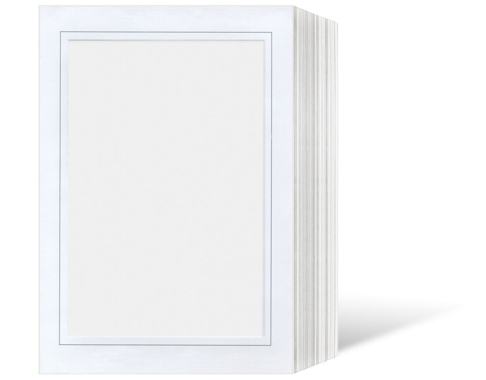 Endlosleporello für 13x18 cm - weiß - weiß glänzende Maske - grauer Rand - eckig - 100 Teile