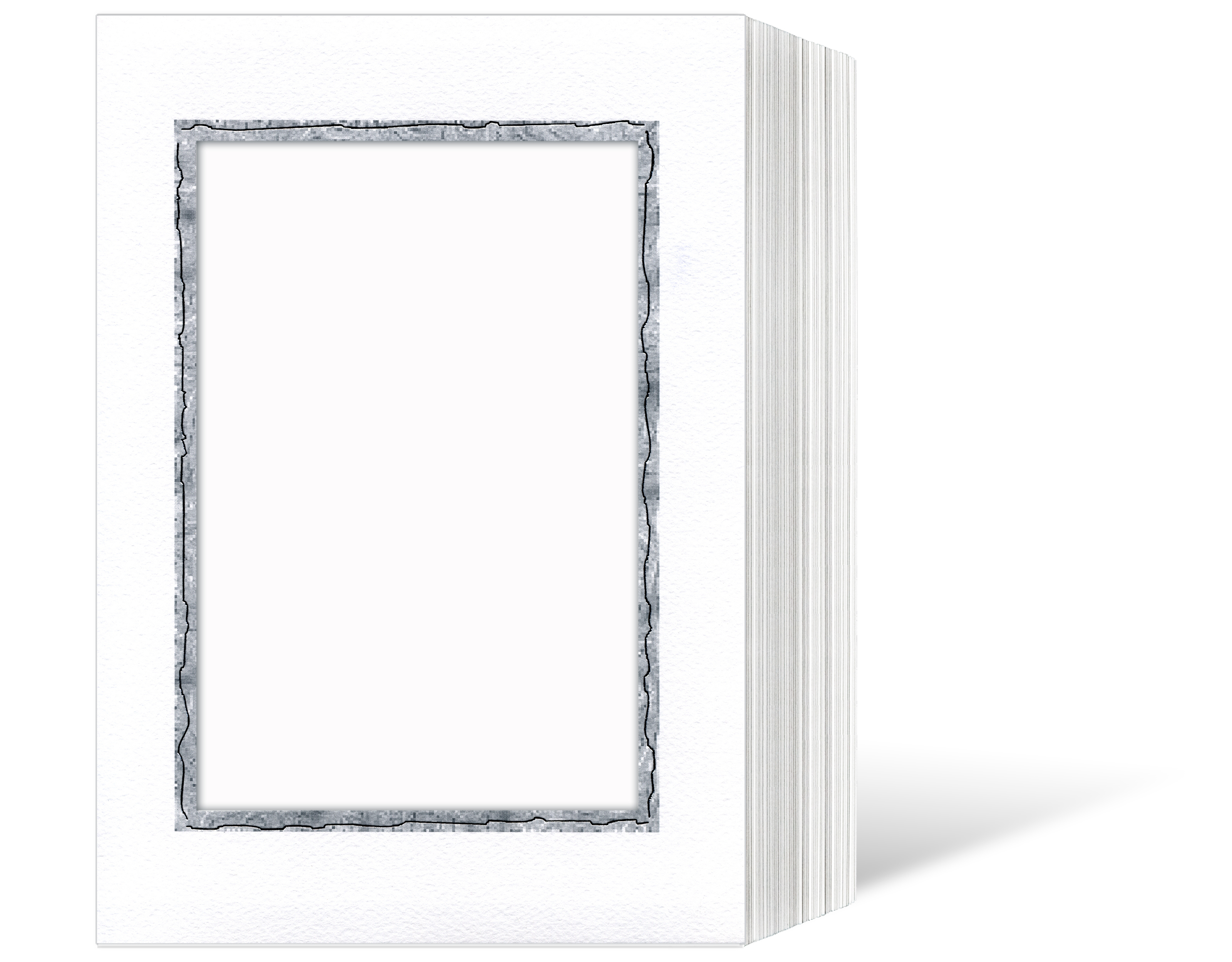 Endlosleporello für 13x18 cm - weiß - weiße filzgeprägte Maske - gedruckter Silberrand - 100 Teile