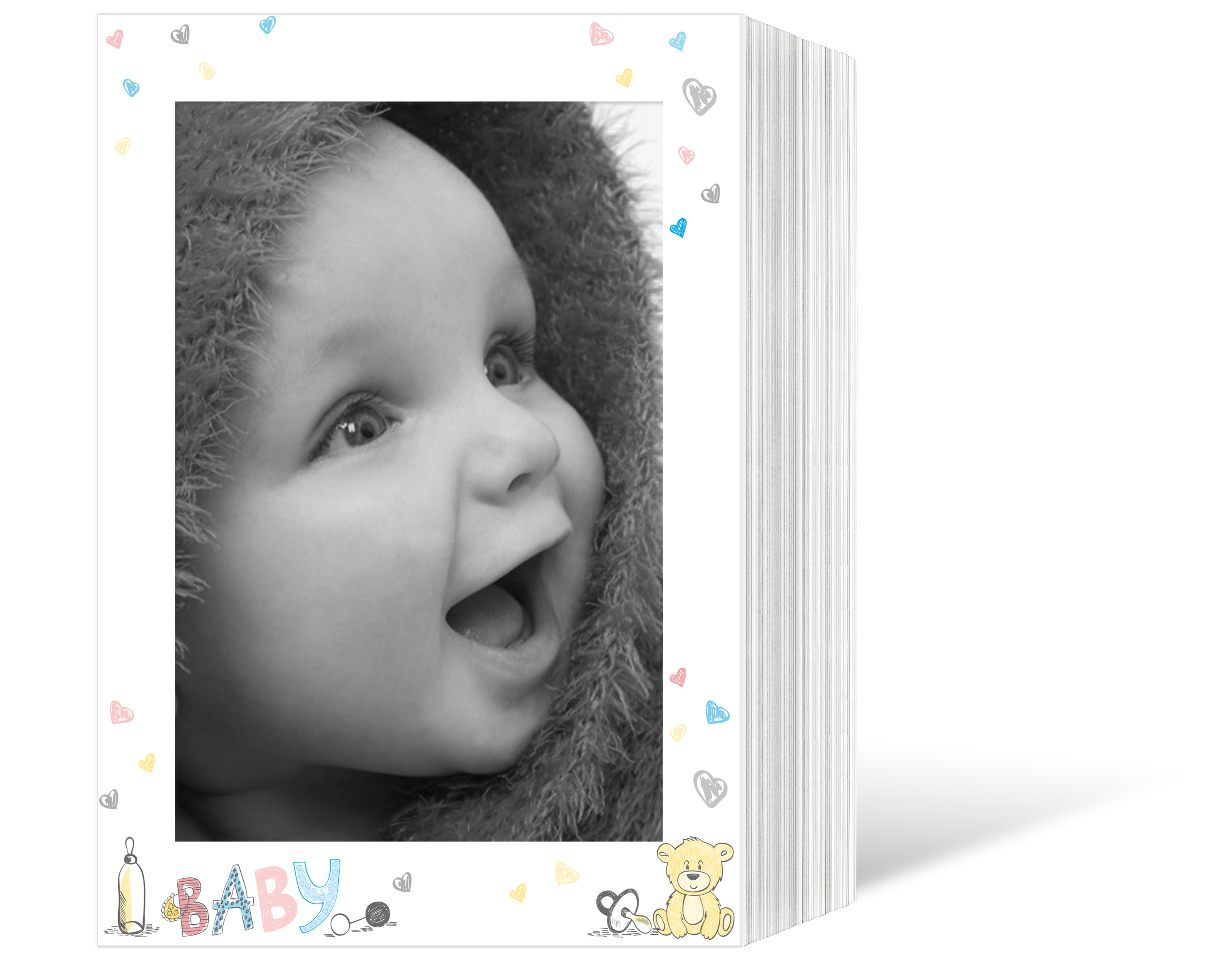 Endlosleporello für 13x18 cm - weiß - weiß mit 4-farbigem Druck Baby - 100 Teile