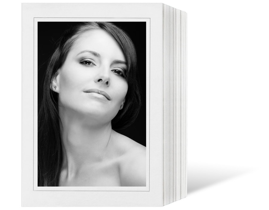 Endlosleporello  für 9x13 cm - weiß - weiße glänzende Maske - grauer Rand - 50 Teile