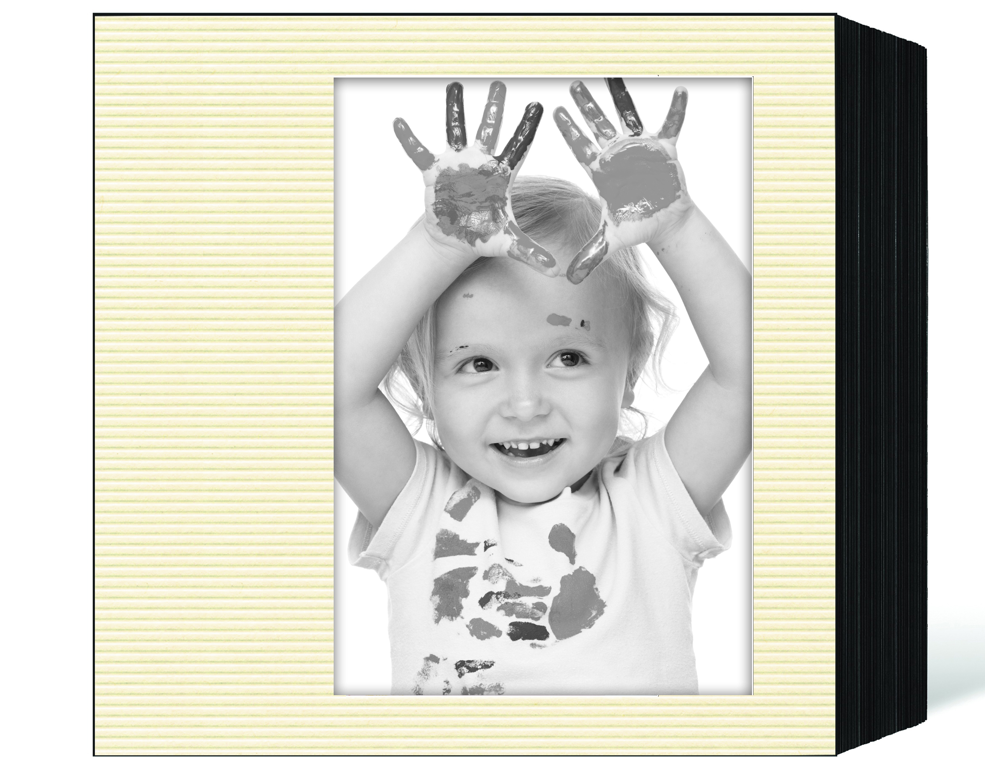 quadratisches Endlosleporello für 13x18 cm - schwarz - creme gerippte Maske - 50 Teile