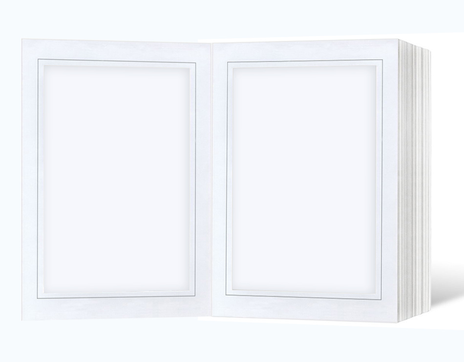 Endlosleporello für 13x18 cm - weiß - weiß glänzende Maske - grauer Rand - eckig/oval - 100 Teile