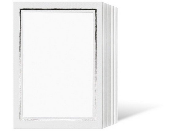 Endlosleporello für 13x18 cm - weiß - weiße filzgeprägte Maske - geprägter Silberrand - 50 Teile