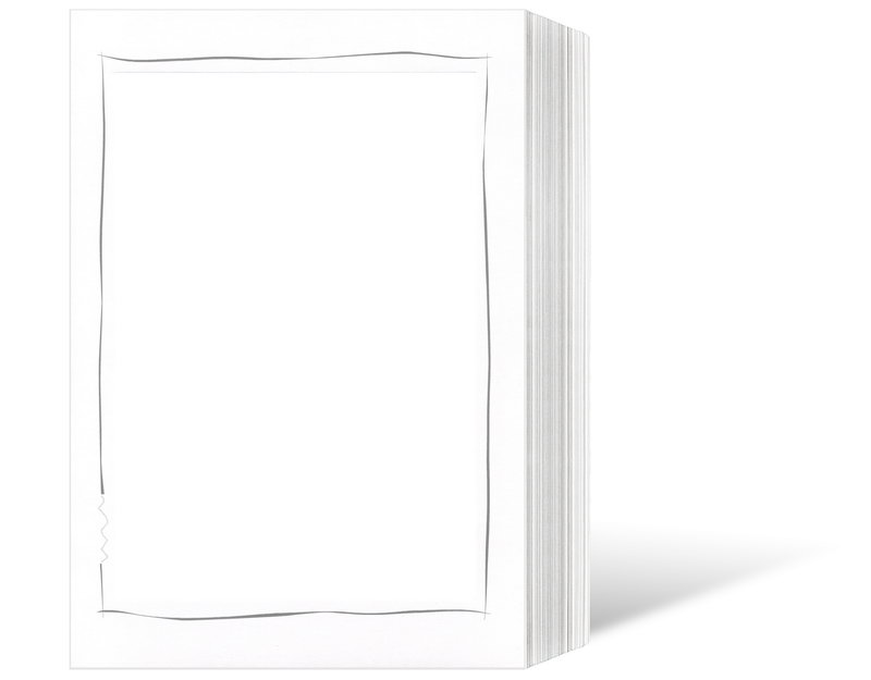 Endlosleporello  für 15x20 cm - weiß - weiße matte Maske - grauer Tuscherand - 50 Teile